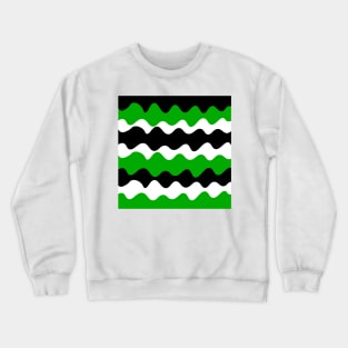 Green, black and white horizontal waves pattern Crewneck Sweatshirt